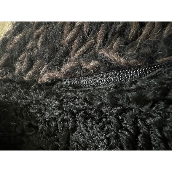 Vintage Persian lamb cable knit sleeves wool jacket coat vest black woman SZ L - Picture 14 of 16